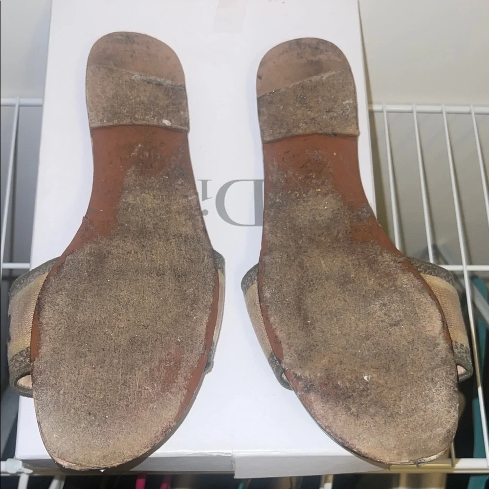 Dior Beige and Black Slide Sandals - Picture 3 of 4